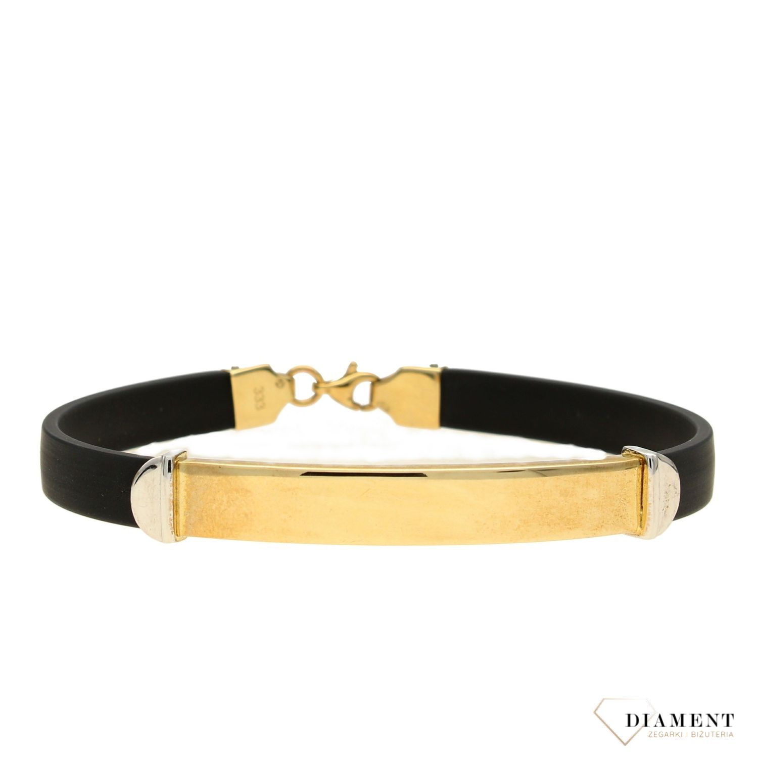 Złota bransoletka męska blaszka 333 kauczuk BR 1256. Złote Bransoletki męskie w Sklepie z Biżuterią zegarki-diament.pl to idealny pomysł na prezent dla wyjątkowych mężczyzn. ,.jpg